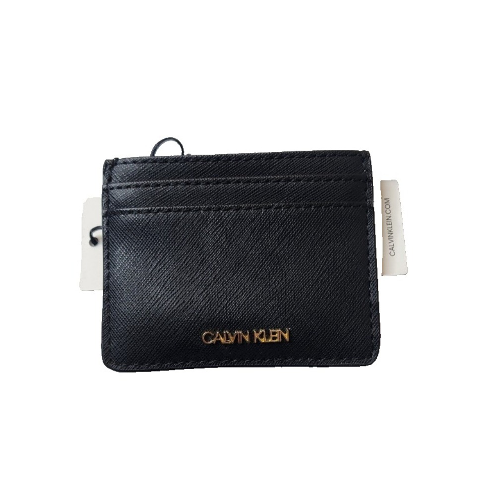 Calvin Klein Men's Credit Card Refined Saffiano Wallet Black NWT OEM